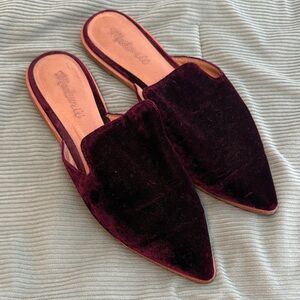 Madewell Plum Velvet Slip-On Mules - 8